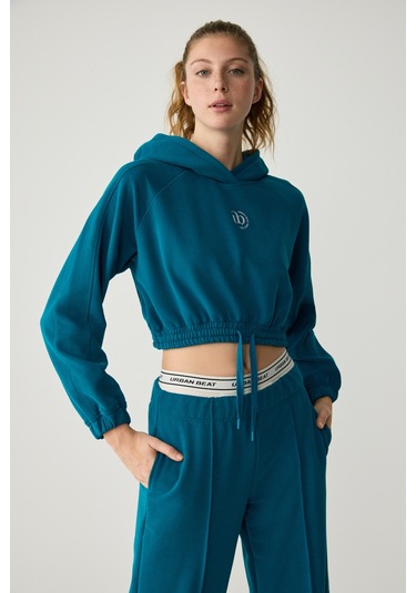 Urban Beat Kathrıne Kadın Kapüşonlu Mavi Sweatshirt Mavi