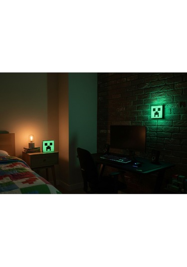 Sincara Home Minecraft Creaper Figürlü Gece Lambası Lightbox Yeşil