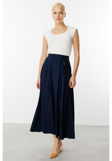 Ekol Kadın Beli Püskül Detaylı Etek 1064 Lacivert Lacivert