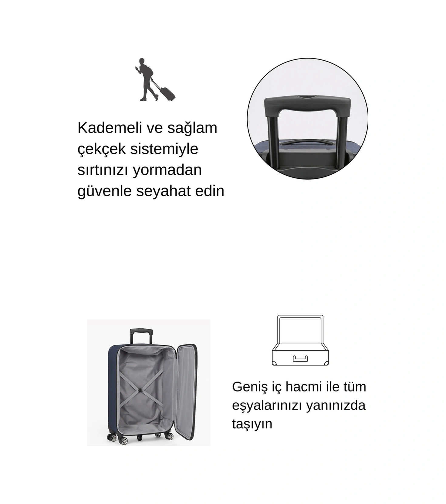 Louisiana Polo Battal Boy Kumaş Valiz Lacivert 2308 Lacivert