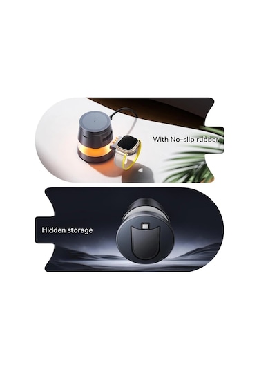 Motion003 Koyu Gri Gece Lambali 4u 1 Arada Manyetik Kablosuz Sarj Cihazi İphone Uyumlu 16 15 14 13 12 Promax Plus Se İwatch 10 9 8 7 Ultra Airpods 3 2