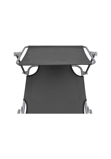 VidaXL  Gölgelikli Katlanır Şezlong Gri Alüminyum