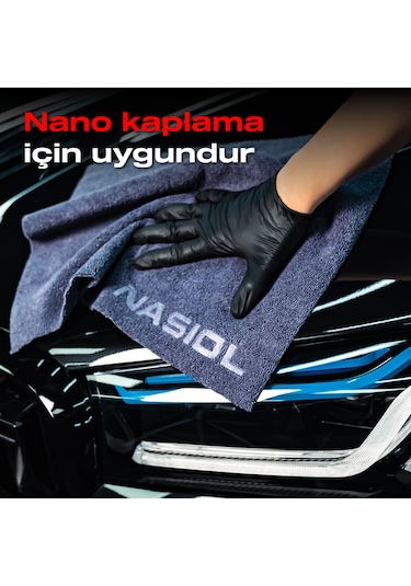 Nasiol Wipe&Buff Mikrofiber Seramik Kaplama Detailing Bezi 10lu A.Gri Temizlik Bezi 35x40 CM 320 Gsm