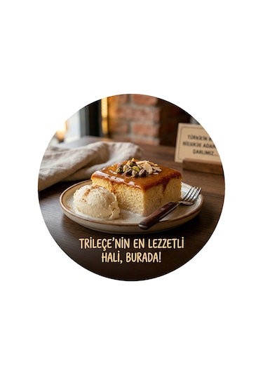 Trileçe Temalı Tatlıcılar Pastaneler Restoranlar İçin Ahşap Duvar Kapı Dekoratif Süs Tablo 4