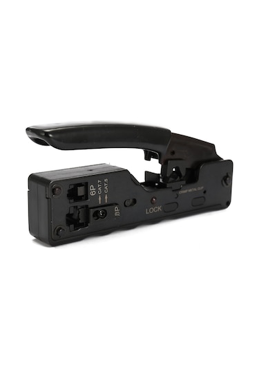 Samdoo "çok Fonksiyonlu Rj45 Rj11 Rj12 Konektör Sıkma Pensesi - Cat7, Cat6, Cat5 Uyumlu" Siyah
