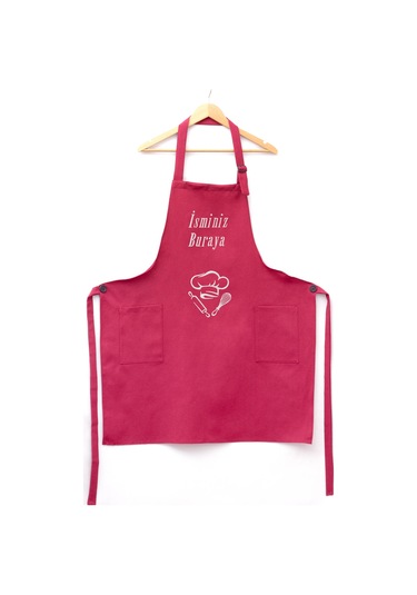 Mutfak Önlüğü Kişiye Ve İsme Özel Nakışlı Mutfak Önlüğü Şef 2 Farklı Renkler Bordo