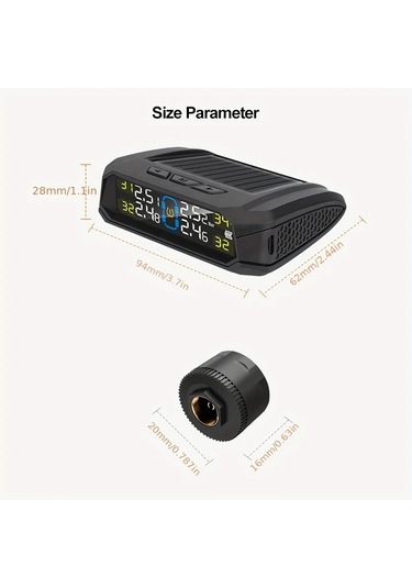 Boatshop1 Ynf Siyah Güneş Lastik Basınç İzleme Sistemi 4 Dış Sensörlü Basınç Ve Sıcaklık Okuma Titreşim Algılama