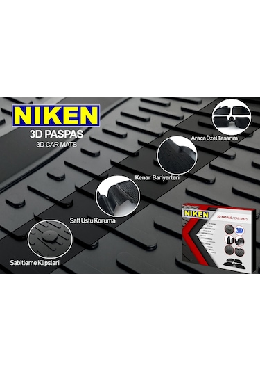 Mercedes C-Class W205 Havuzlu 3D Paspas Niken Siyah 2015 Sonrası