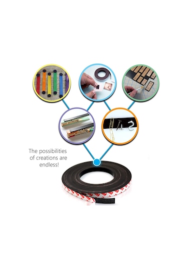 5 Metre Yapışkanlı Şerit Mıknatıs Magnet, Yapışkanlı En:12Mm