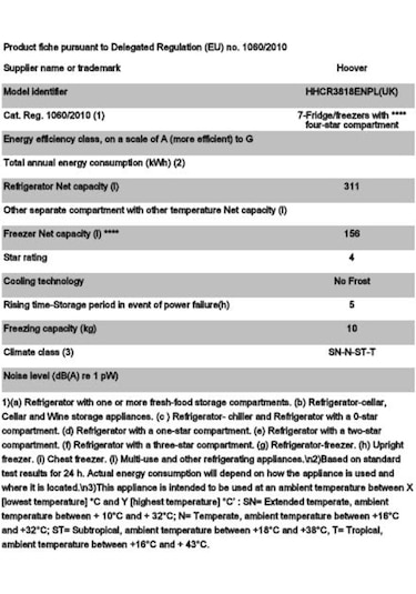 Hoover HHCR3818ENPL 467 LT No Frost Çok Kapılı Buzdolabı