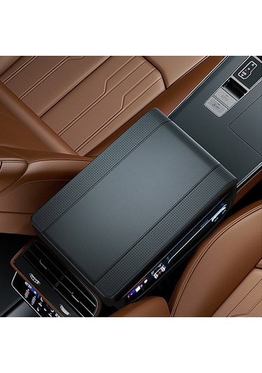 Araba Kol Dayanağı Saklama Kutusu Mat Deri Ve Hafızalı Köpük Araba Orta Konsol K Kahverengi