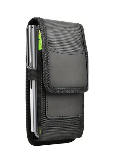 Fochsia İphone 15 İçin Siyah Evrensel Dikey Telefon Bel Klipsi Kılıfı Kart Yuvası 5.5-6.9 İnç