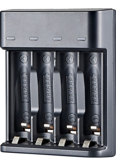 Yaozixa Siyah 4-hücreli Akıllı Şarj Cihazı, Aa/aaa Ni-mh Pil İçin, 500ma Hızlı Şarj, Tam Doldurma Işığı, Usb Plug&play