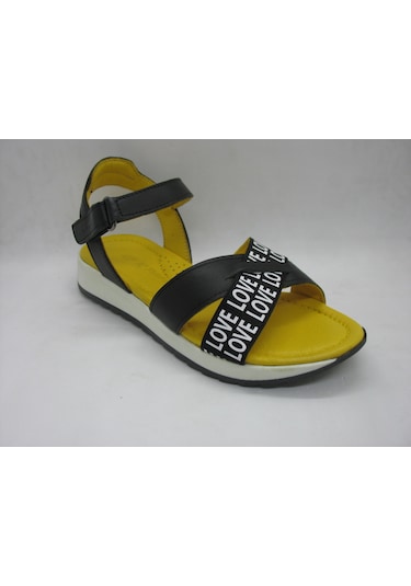 Piarmoni 494 Siyah Deri,anatomik Taban Sandalet 31-36 Siyah