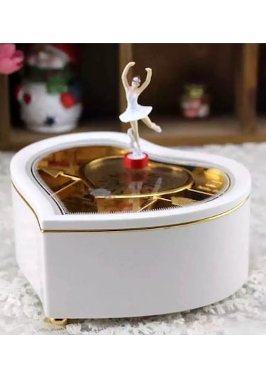 Mobgift Kalp Kurmalı Müzik Kutusu Beyaz