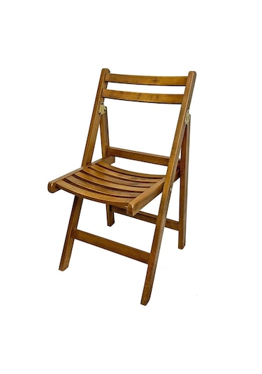 Burgaz Katlanır Ahşap Bahçe Balkon Sandalyesi -Kolçaksız Ahşap