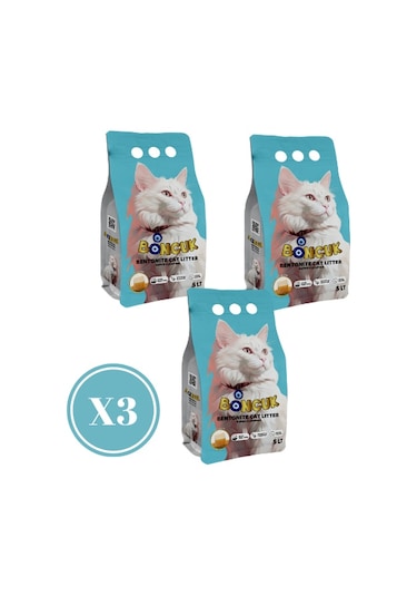 Boncuk Marsilya Sabun Kokulu Topaklaşan Bentonit Kedi Kumu 3 x 5 L