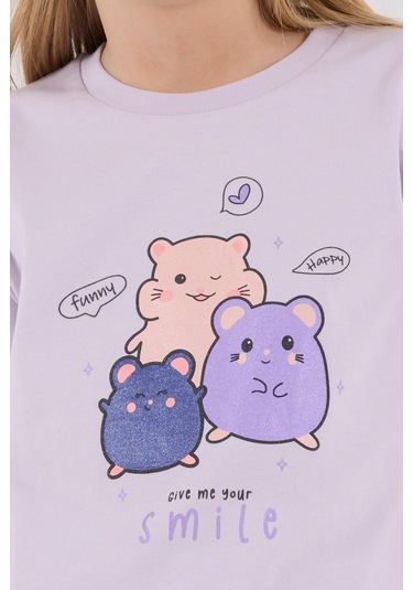 Rolypoly Kız Çocuk Uzun Kol Pijama Takım Lila-1758 Lila