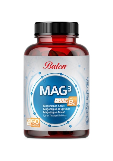 Balen Mag 3 Magnezyum Sitrat Bisglisinat Malat 679 Mg Takviye Edici Gıda 60 Kapsül