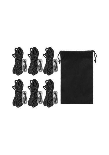 Monyee Alüminyum Alloy Tente Kordaj Seti, 6 Adet 4m Polipropilen Teli, Yansıtıcı Malzeme, Taşınabilir Depolama Çantası, Karanlıkta Görünürlük Artırır, Çadır Ve Kanopi Kurulumu İçin Siyah