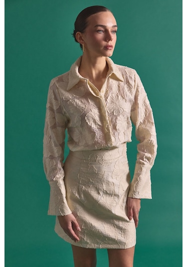 Sateen Belica Gömlek - Bej-137147 bej