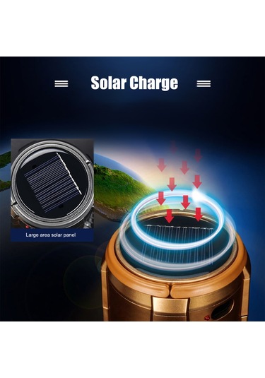 Padalink 3 Lü Fonksiyonel Kamp Feneri, Fan Ve Güneş Enerjisi Şarjlı Taşınabilir Outdoor Aydınlatma Gümüş