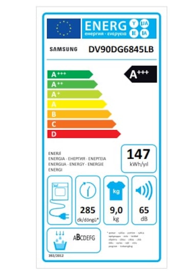 Samsung DV90DG6845LBAH 9 KG A+++ Çamaşır Kurutma Makinesi