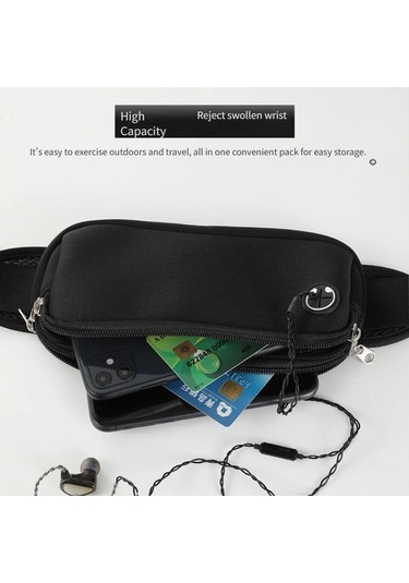 Elmpaly 1 Adet Siyah Koşu Kemeri, Fitness Koşu Bel Çantası, Erkek Ve Kadın İçin Çift Cep Siyah