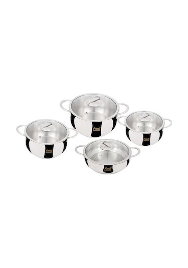 Fms Asi 8 Parça Çelik Tencere Takımı Metal Saplı