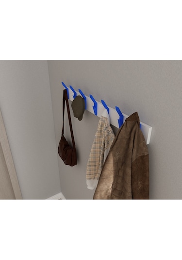 Hepsi3boyutlu Modern Duvar & Kapı Kanca Askılık - 7 Adet Mavi Kanca Askılık - Model No : 3 Mavi