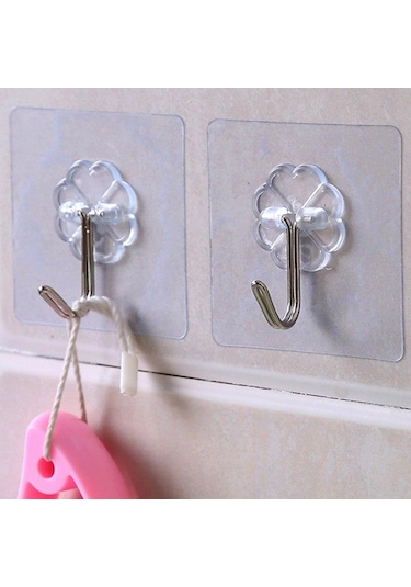 Kendinden Yapışkanlı Şeffaf Askı 5'li Set Banyo Mutfak Askısı Şeffaf