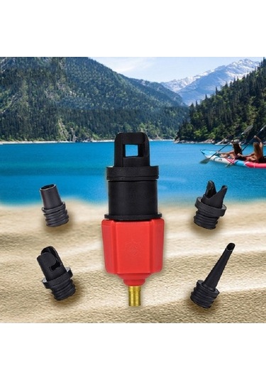 Didadodo Sörf Kürek Kurulu Kauçuk Tekne Şişme Yatak Hava Valfi Adaptörü Araba Hava Pompası Adaptörü Kırmızı, Küçük Boyutlu Adaptör