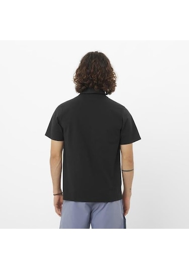 Salomon Trackline Polo M Erkek T-shirt-29845 Siyah