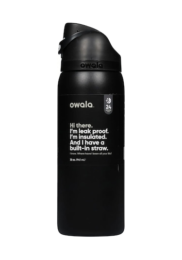 Owala 32 Oz 946 Ml Freesip Çift Katmanlı Paslanmaz Çelik Termos Kilitli Kapak Siyah
