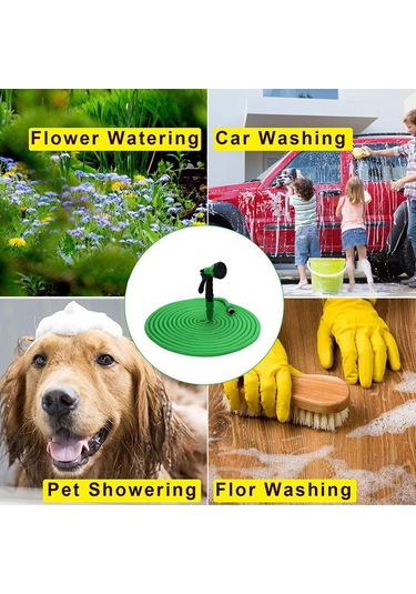 Wezone 25ft Yeşil Genişletilebilir Su Hortumu - 7 Farklı Sprey Modu, Otomobil Yıkama, Bahçe Sulama, Dayanıklı Ve Hafif Tasarım Yeşil