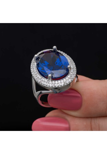 Casera's Gümüş Safir Taşlı Kadın Yüzük Csr2185505 Gümüş