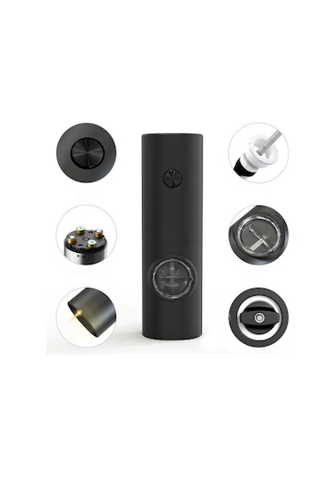 Jialan Elektrikli Karabiber Öğütücü Baharat Öğütücüler Siyah