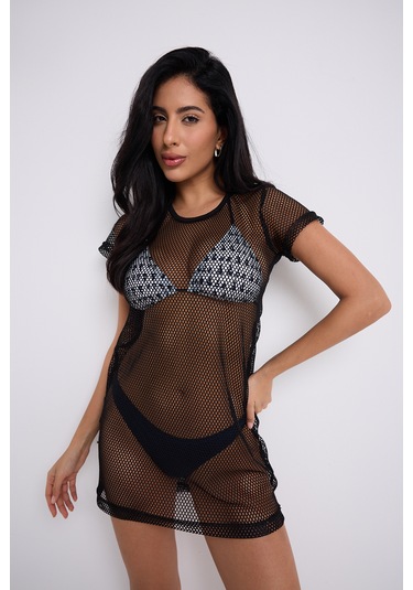 By Papi Kısa Kollu File Elbise Siyah