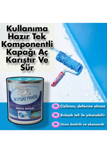 Boysat Pratik Tek Komponentli Solvent Bazlı Havuz Boyası 2.5 Kg -