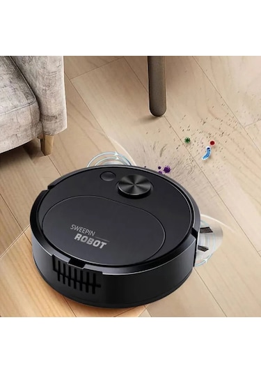 Yeni Usb Süpürme Robotlu Süpürge 3 In 1 Akıllı Kablosuz 1500pa Anlamak Ev Ofis Black Siyah