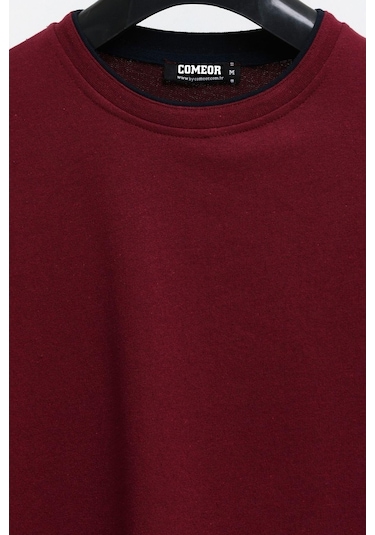 Comeor Çift Bisiklet Yaka Baskı Detaylı Standart Fit Erkek Sweatshirt Bordo 001 Comeor Çift Bisiklet Yaka Baskı Detaylı Standart Fit Erkek Sweatshirt Bordo 001
