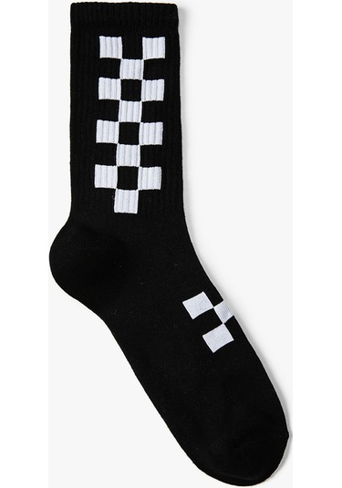 Koton Soket Çorap Geometrik Desenli Siyah 4wam80384aa 4WAM80384AA999 Siyah