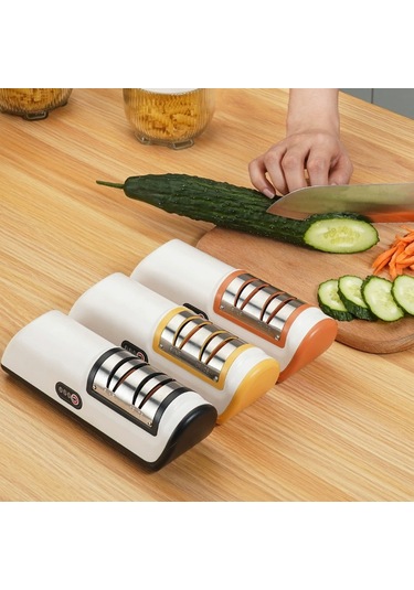 Yaozixa Ev Ve Mutfak İçin Usb Şarjlı Elektrikli Bıçak Tasarrufu Cihazı - 2 Aşamalı Keskinleştirici Ve Parlatıcı, Kaymazsız Tabanlı Siyah