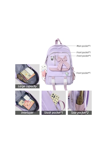 Kawaii Sırt Çantası Sevimli Aksesuarlar İle Günlük Kitap Çantaları Dizüstü Bilgisayar Çantası Seyahat Day Packs Pink Pembe