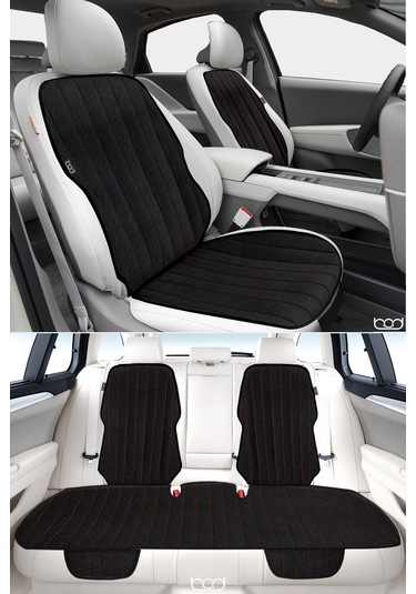Bod Vodina Serisi Tay Tüyü Cepli Oto Koltuk Minder Seti Koltuk Koruma Kılıfı Ön Arka Set Siyah-kırmızı