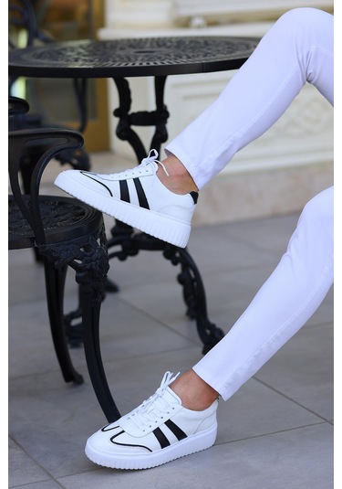 Shoetyle - Beyaz Deri Bağcıklı Erkek Günlük Ayakkabı 101-9082-936 Deri Beyaz