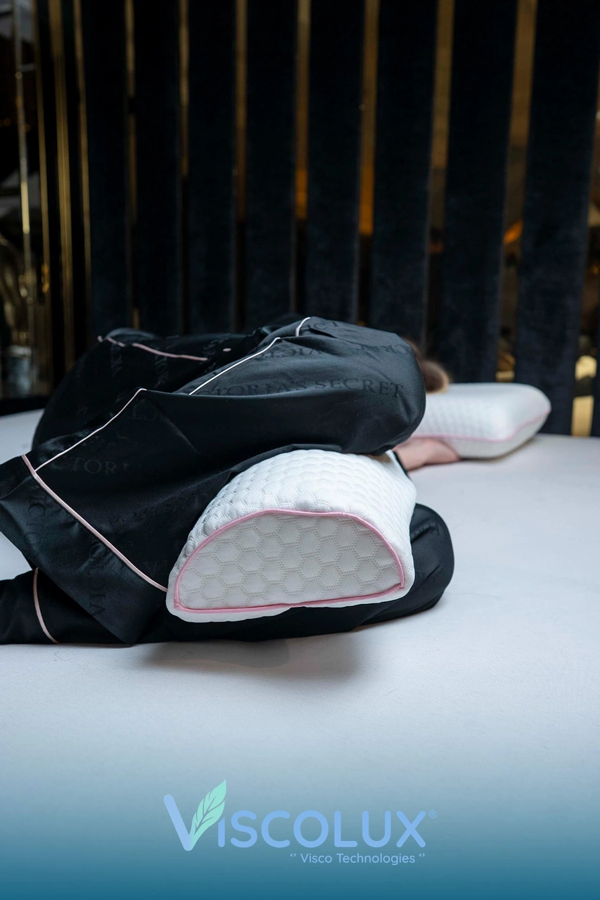 Çok Amaçlı Ortopedik Visco Yastık - Horlama Yastığı Hamile Yastığı 42x18x9 Pembe