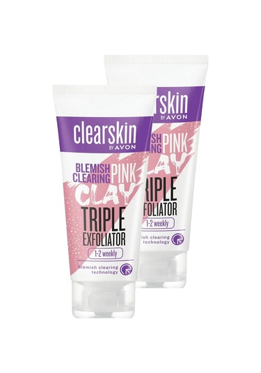 Avon Clearskin Leke Karşıtı 3'ü 1 Arada Pembe Kil Scrub 2 x 75 ML