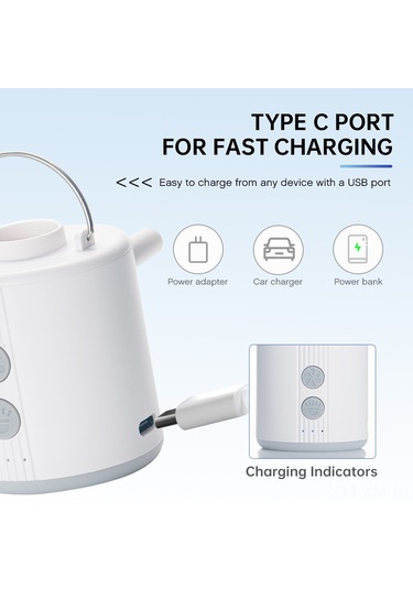 Ximistore9 Tomshoo Mini Dört İşlevli Hava Pompa: Vakum, Kamp Lambası, Blower - 400lm Işık, 1600mah Pil, Taşınabilir野营用品