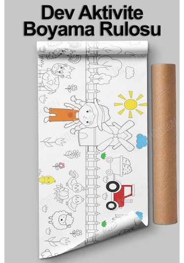 Melolisa Çiftlik Yaşamı Dev Boyama Kağıdı 2.5 Metre Tatil Aktivite Rulosu - Çocuk Eğitici Boya Rulo Kağıt